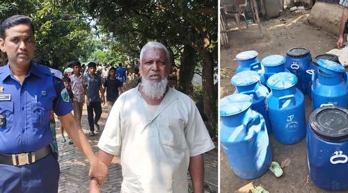 পাবনায় কৃষকদল নেতার বাড়িতে নকল দুধ তৈরির কারখানা, সরঞ্জামসহ আটক বাবা